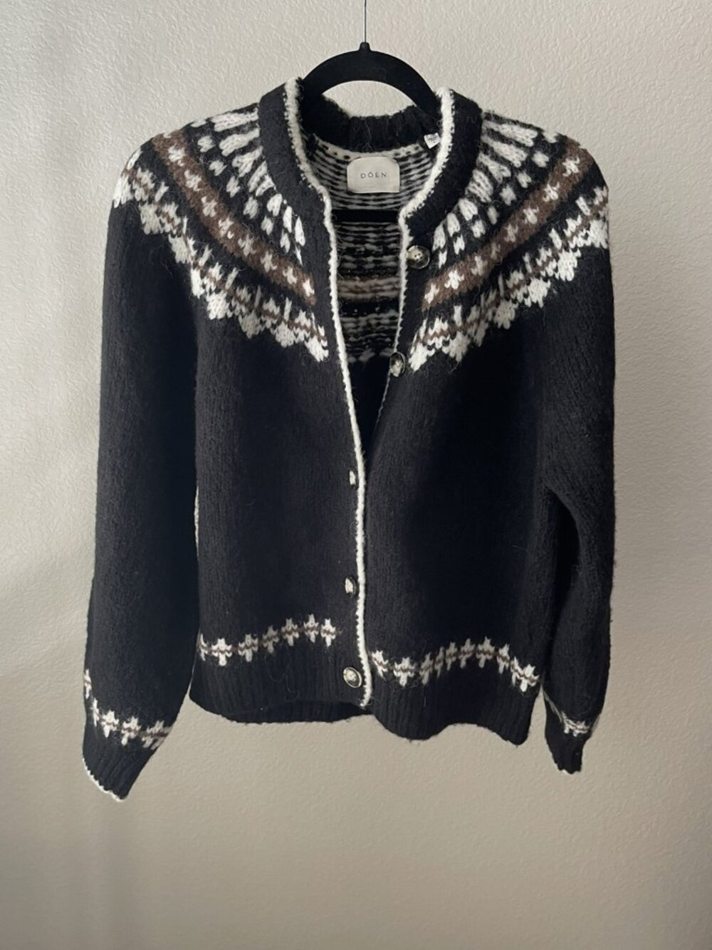 Doen Clarke Fair Isle Cardigan Black Size L